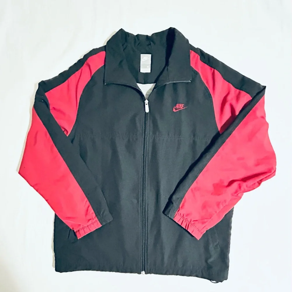 VINTAGE 90s NIKE Full Zip Windbreaker Jacket Cotton Lined Size XL